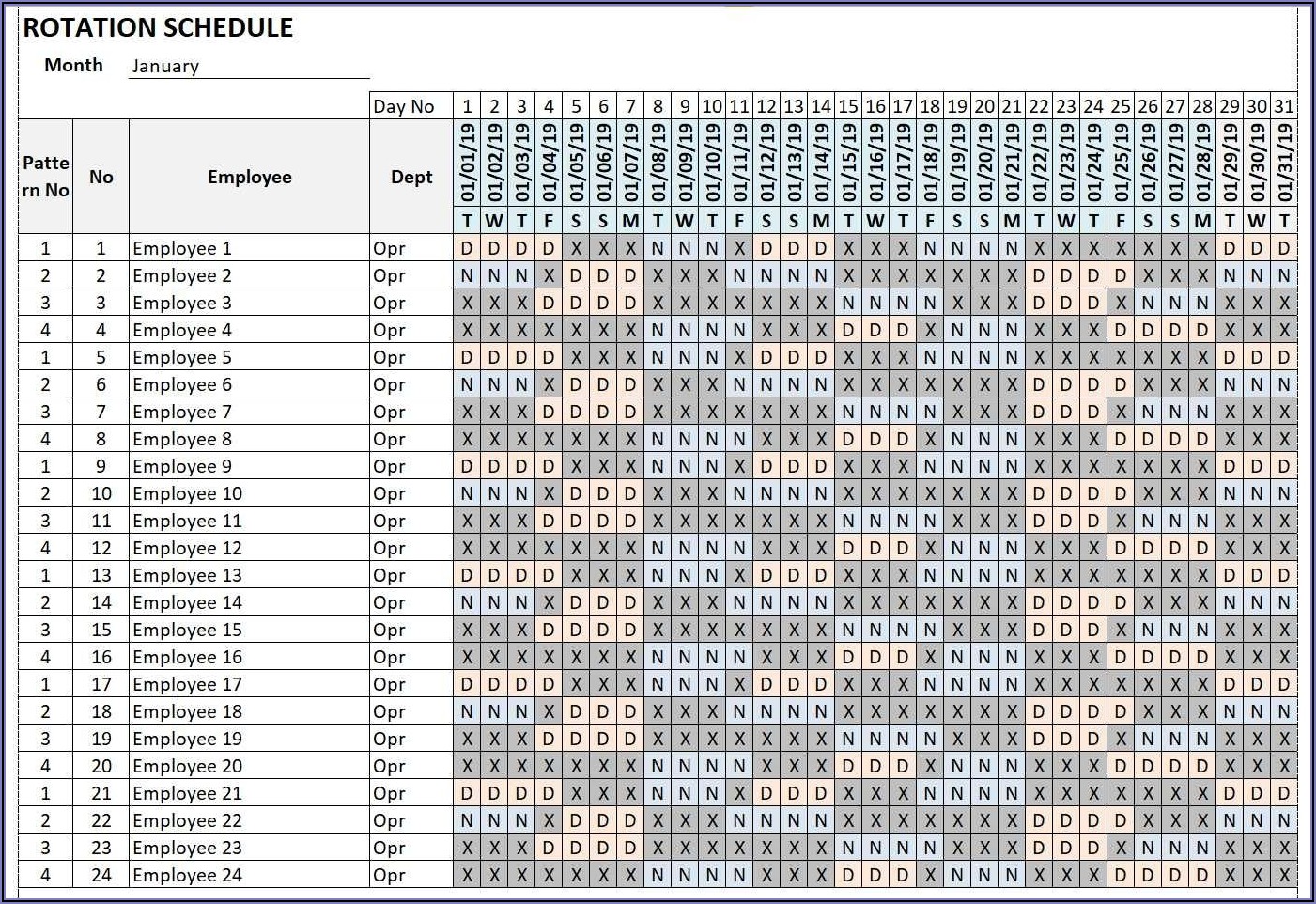 Work Schedule Calendar Template 2021