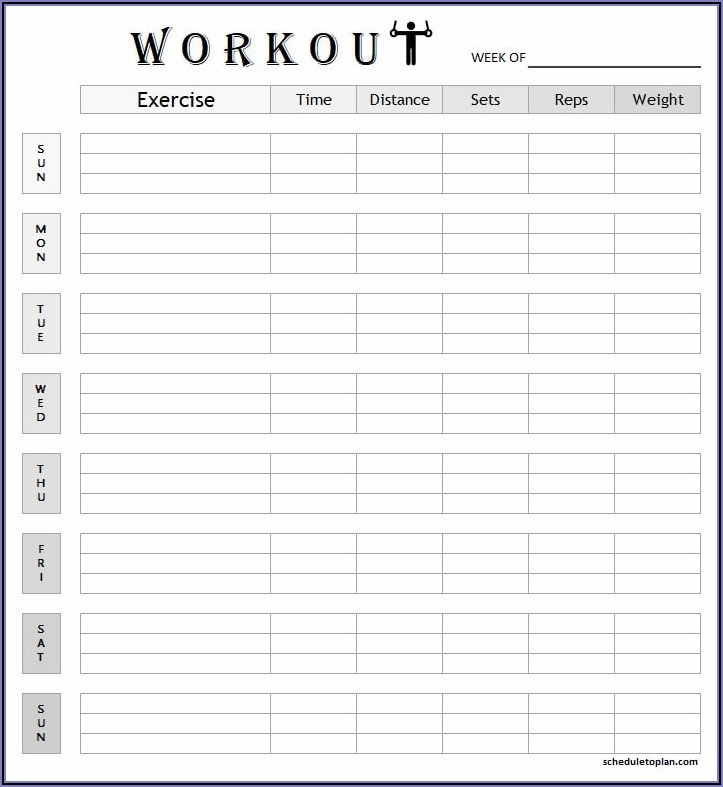 Workout Planner Template Free
