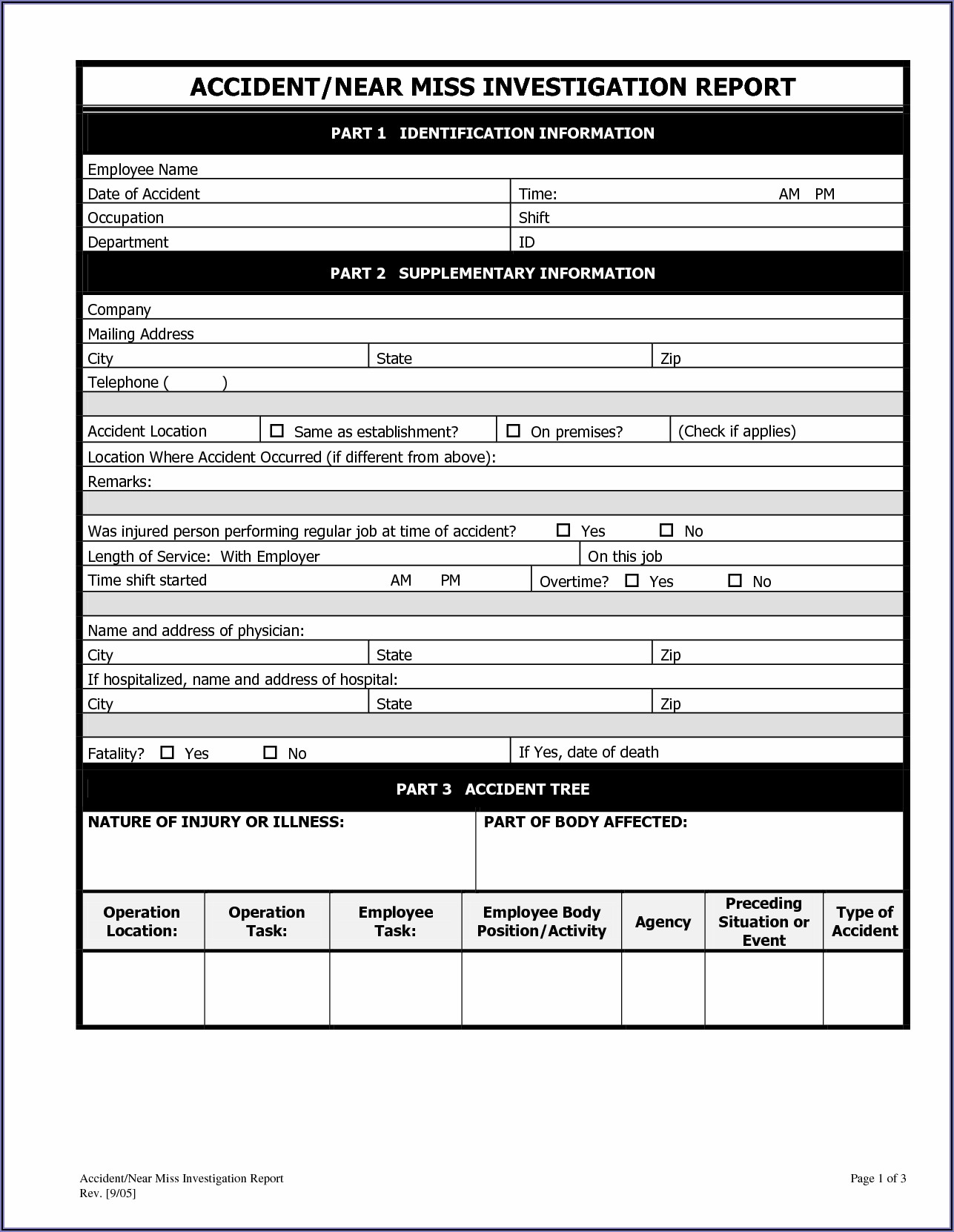 Workplace Accident Report Form Nz