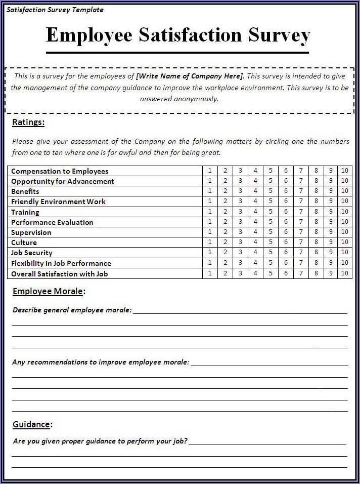 Workplace Satisfaction Survey Template