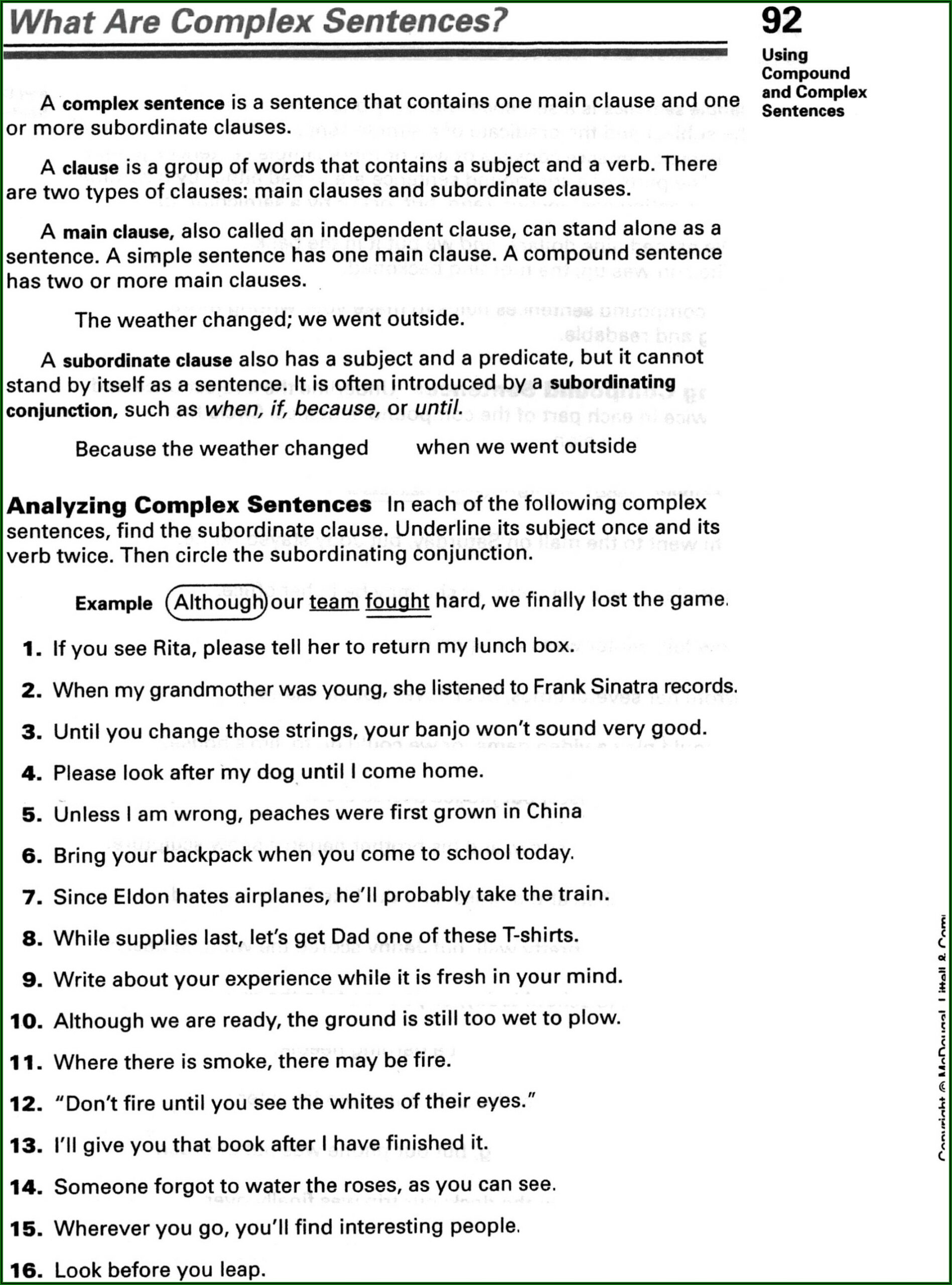 Simple Compound And Complex Sentences Worksheet 7th Grade Pdf Worksheet Resume Template