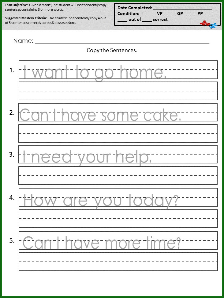 Worksheets On Writing Sentences