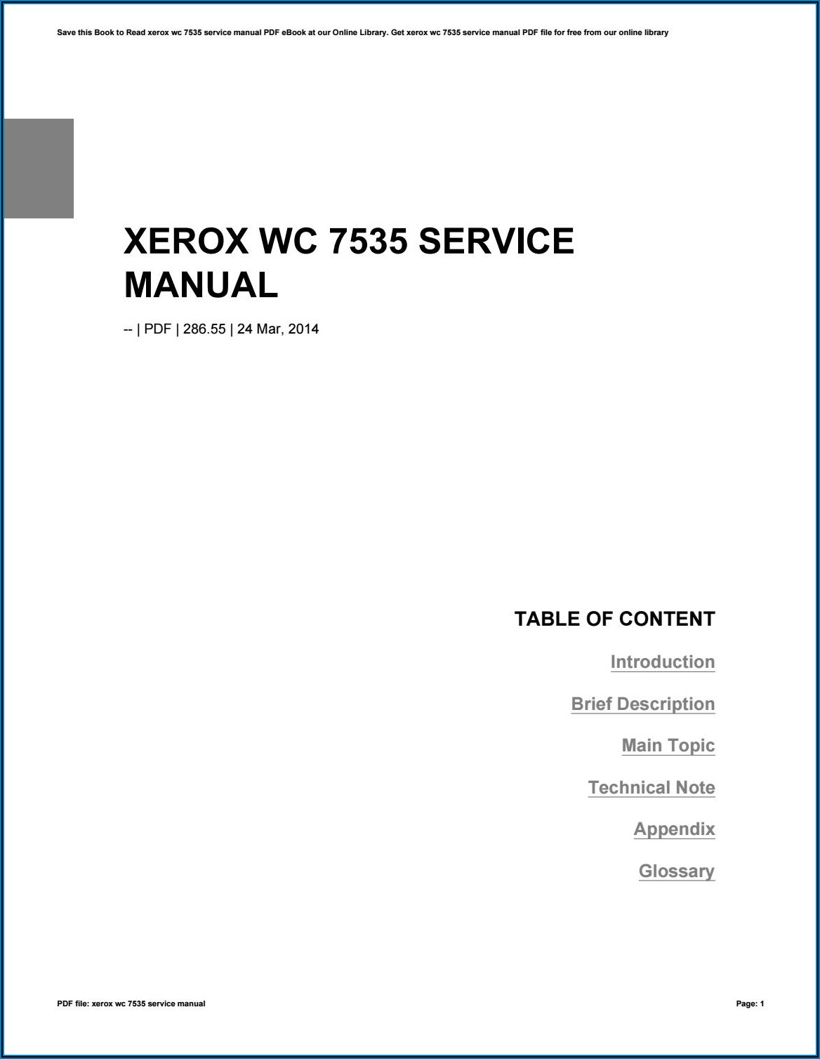 Xerox Wc 7535 Service Manual