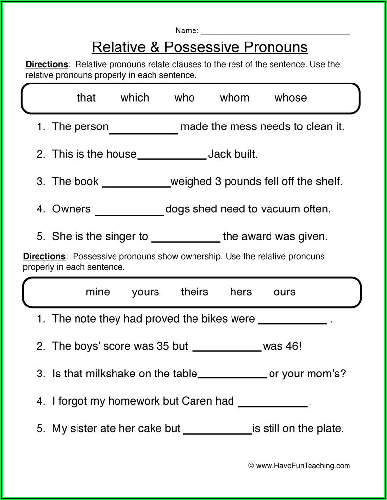3rd Grade Pronoun Worksheet