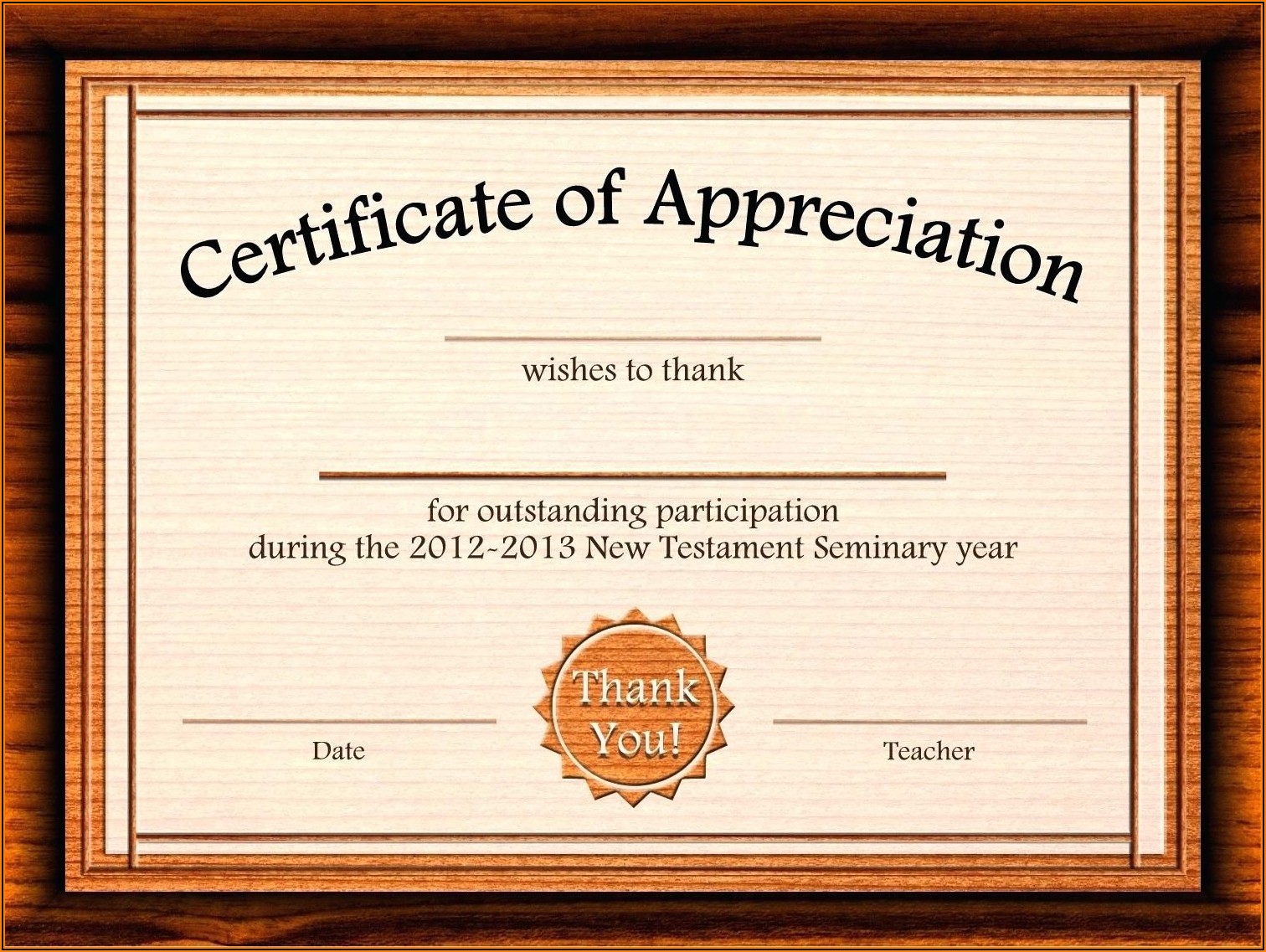 Certificate Of Appreciation For Teachers Template Word