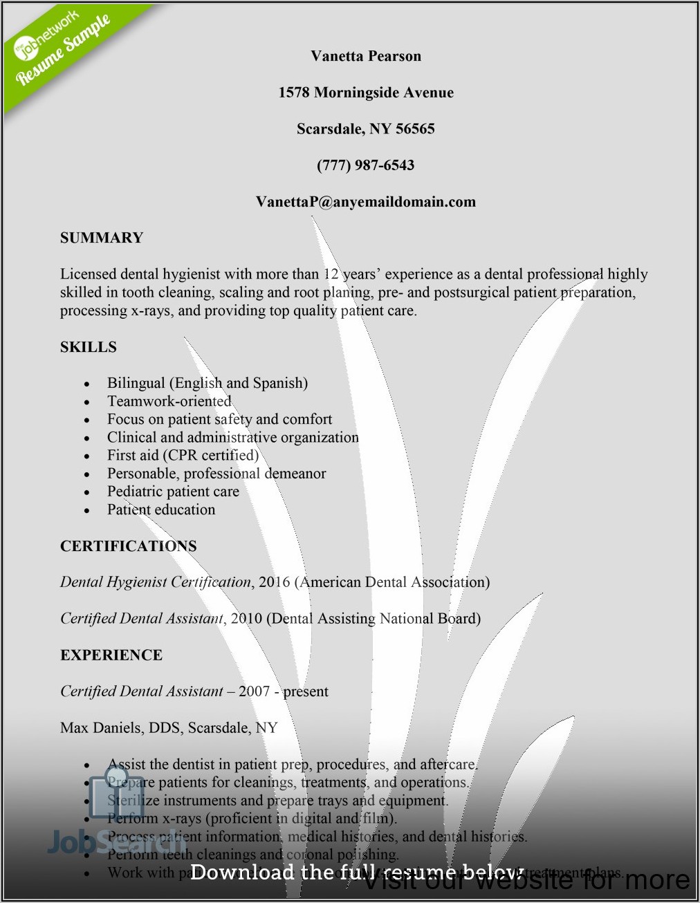 Dental Assistant Resume Objective Examples