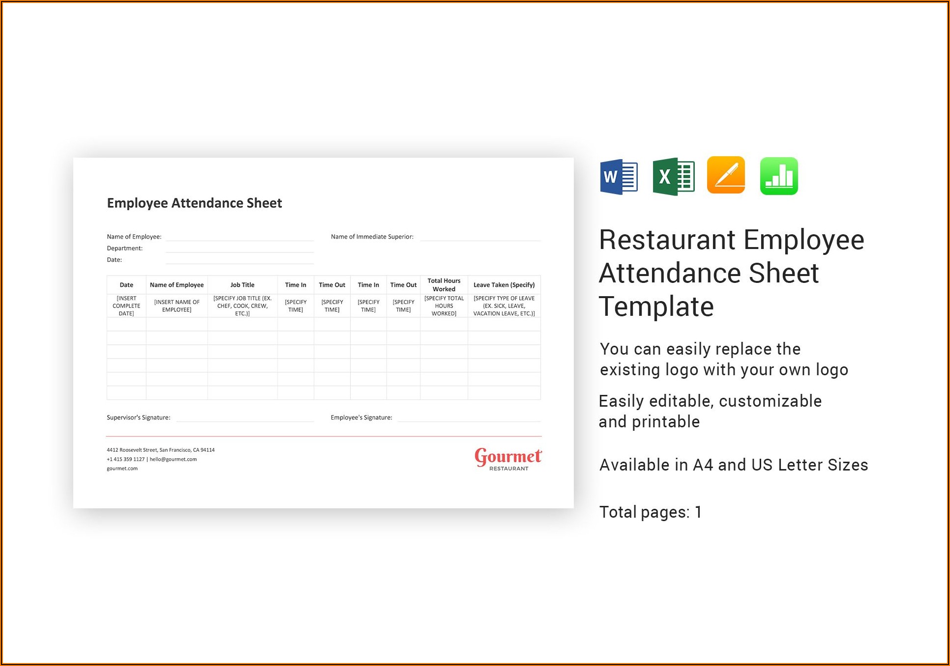 Employee Attendance Sheet Template Word