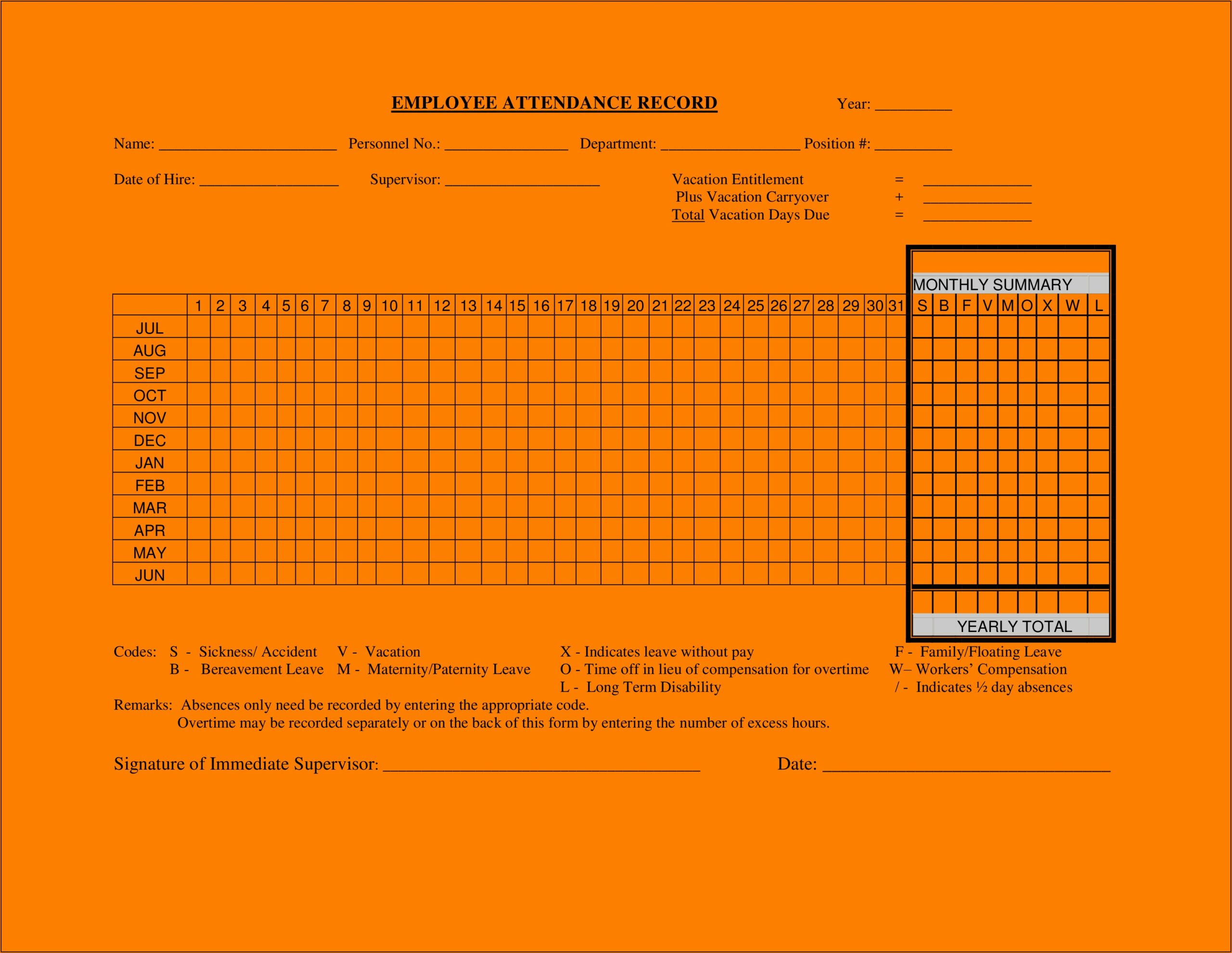Employee Attendance Sheet Templates