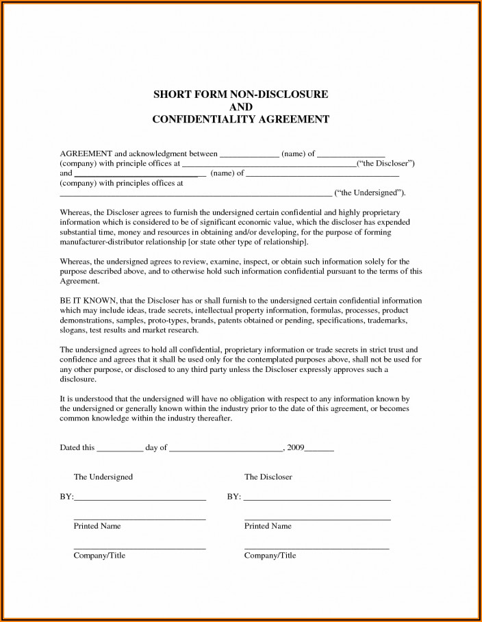 Employee Confidentiality Agreement Template Word