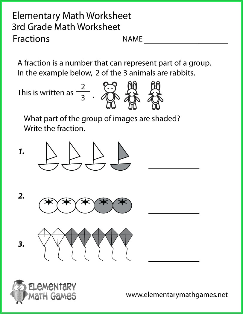 Fraction Worksheets 3rd Grade Free