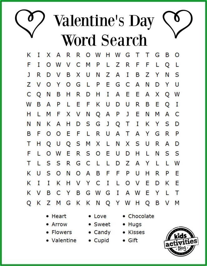 Free Printable Word Search Valentine's Day