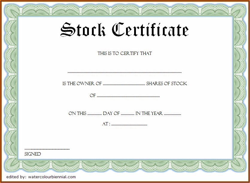 Free Word Template Stock Certificate