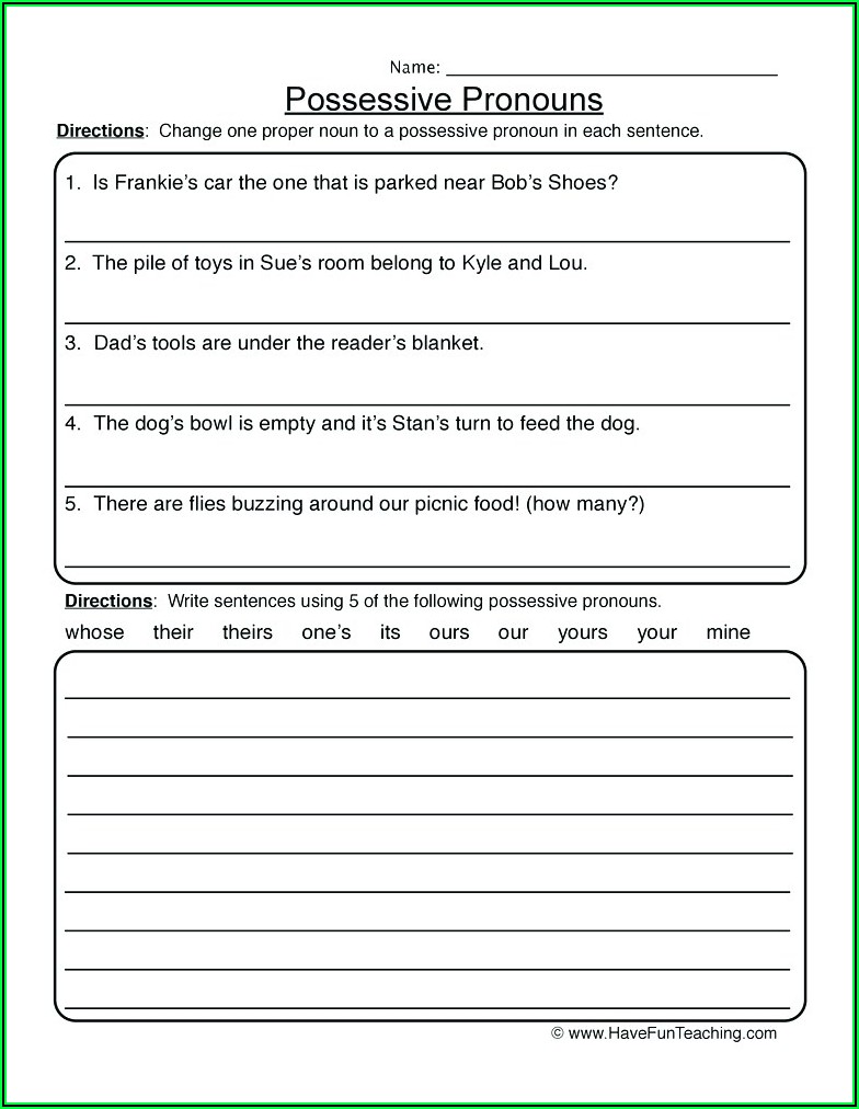 Grade 3 Pronouns Worksheets