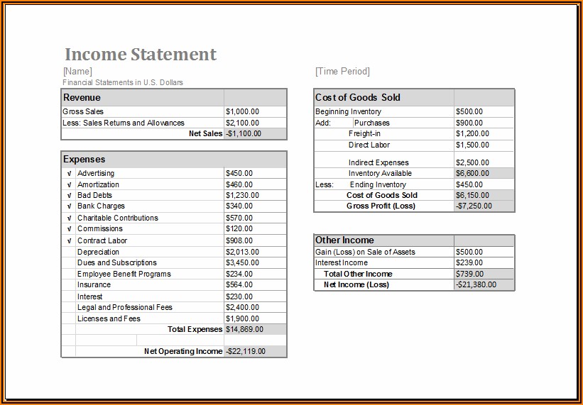 Income Statement Template Microsoft Word