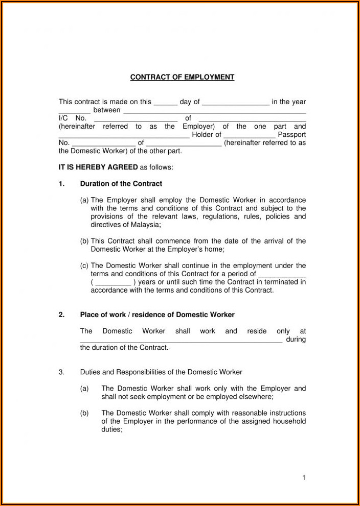Job Work Contract Agreement Format In Word