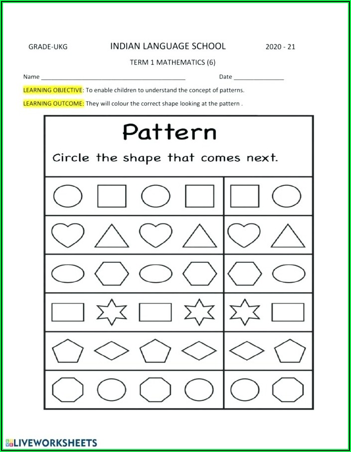 Math Grade 4 Patterns Worksheet