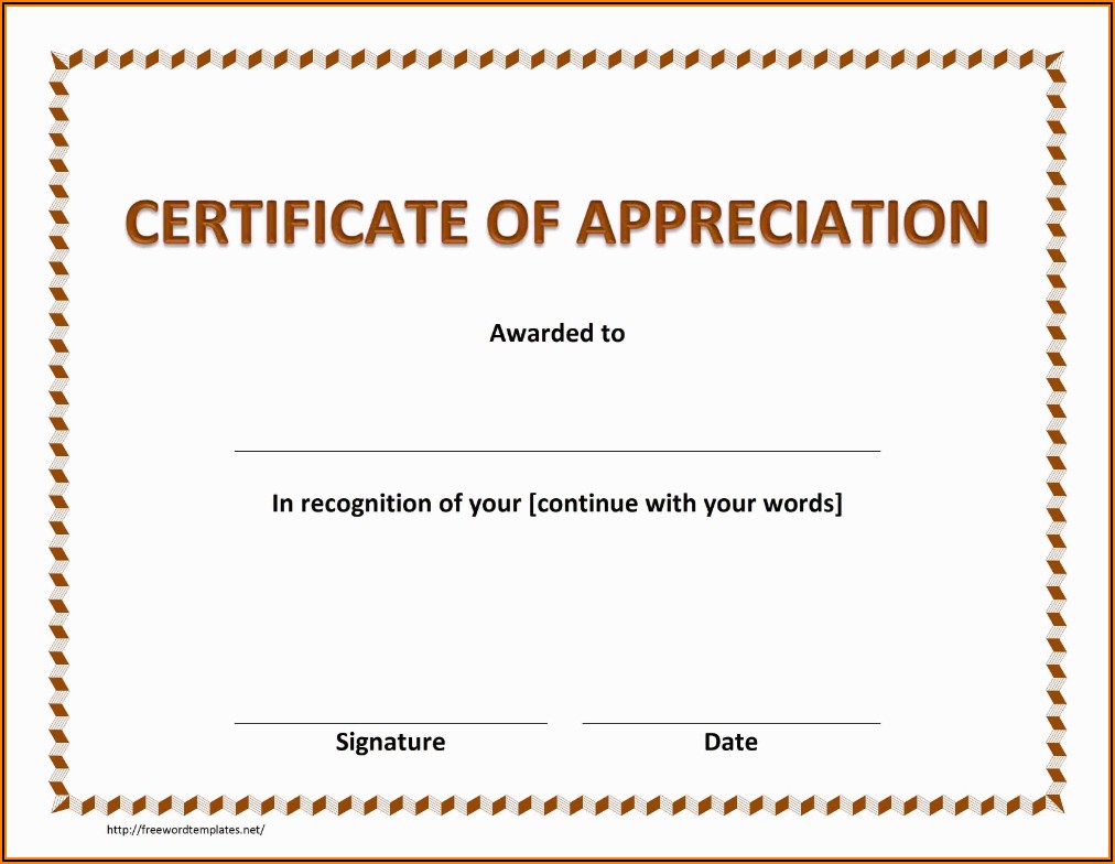 Microsoft Word Template Certificate Of Appreciation