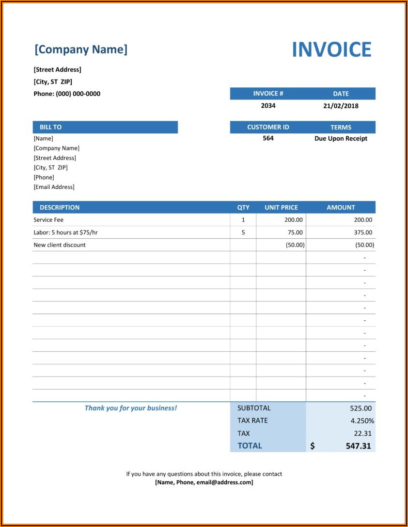Microsoft Word Templates For Invoices
