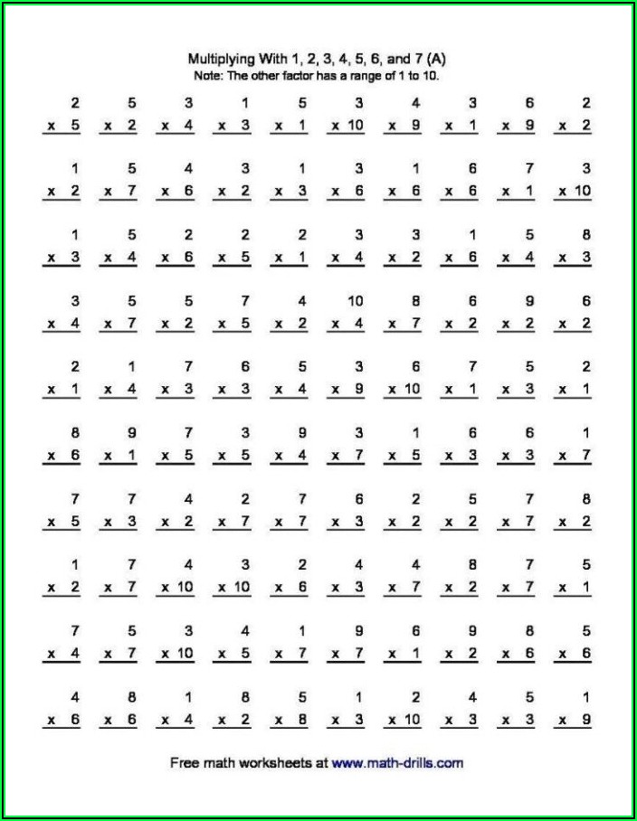 Multiplication Exercises For 2nd Grade