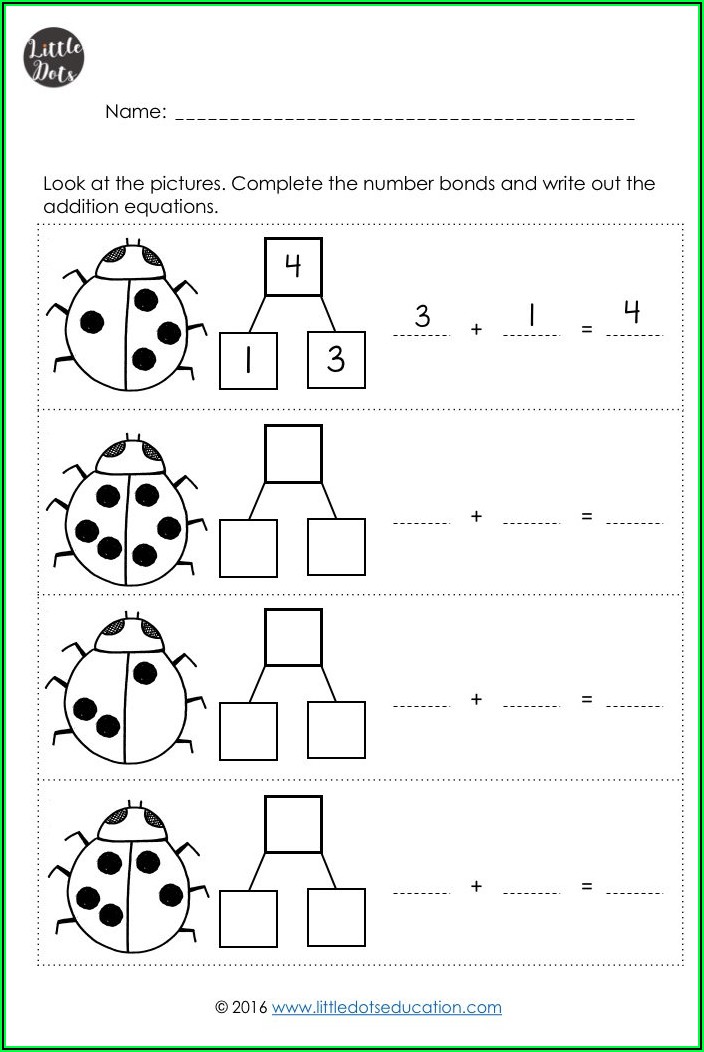 Number Bond Worksheet Kindergarten