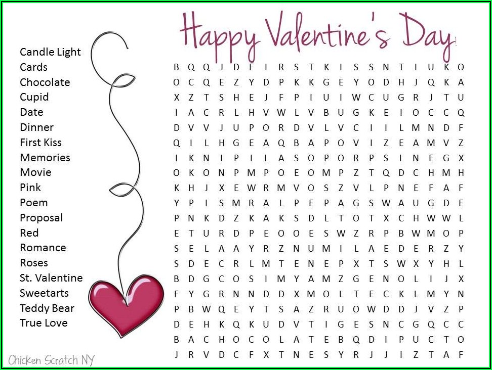 Printable Valentine's Day Word Search Pdf