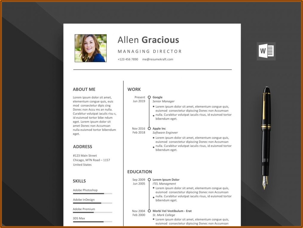 Professional Resume Word Template Free Download