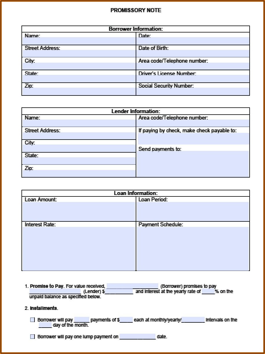 Promissory Note Template Word India