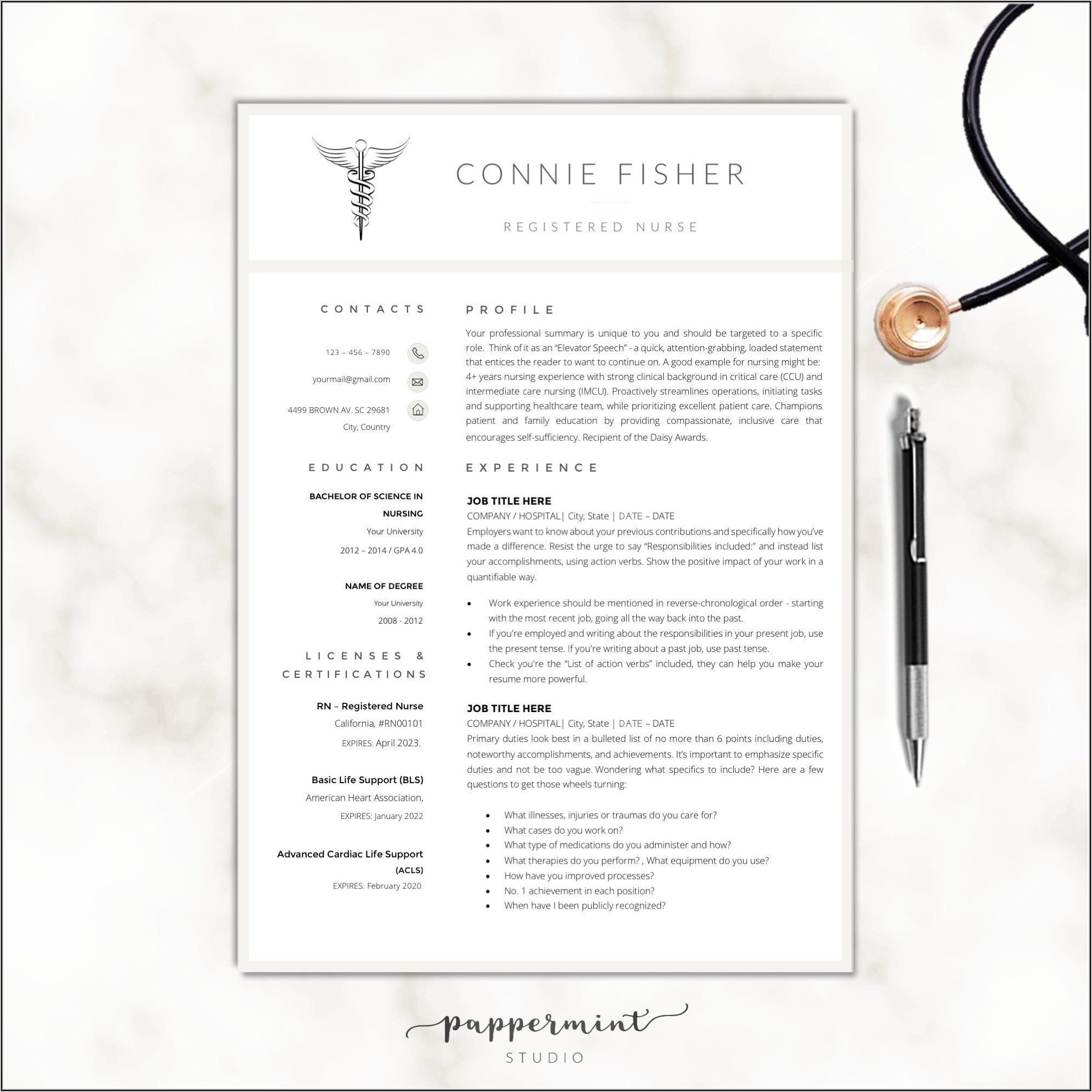Resume For Registered Nurse Word Template