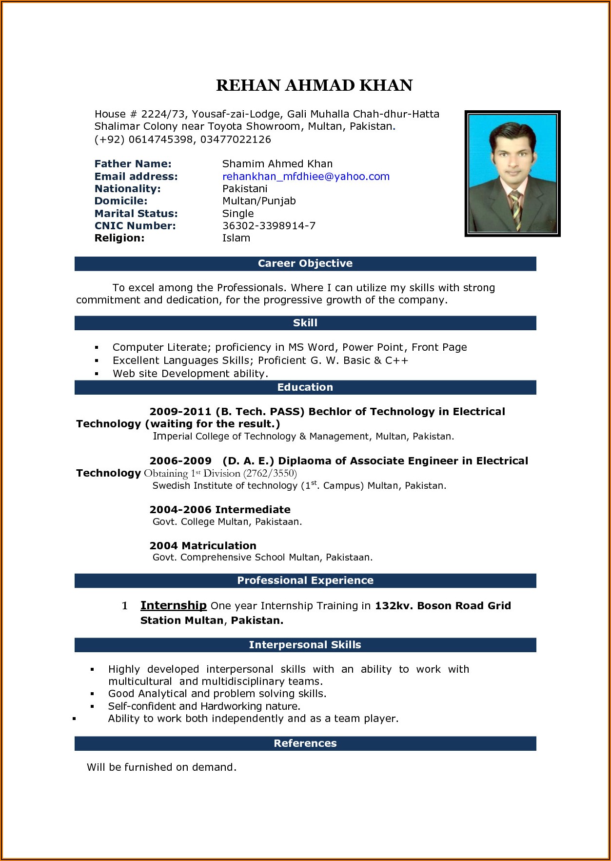 Resume Template For Microsoft Word 2007