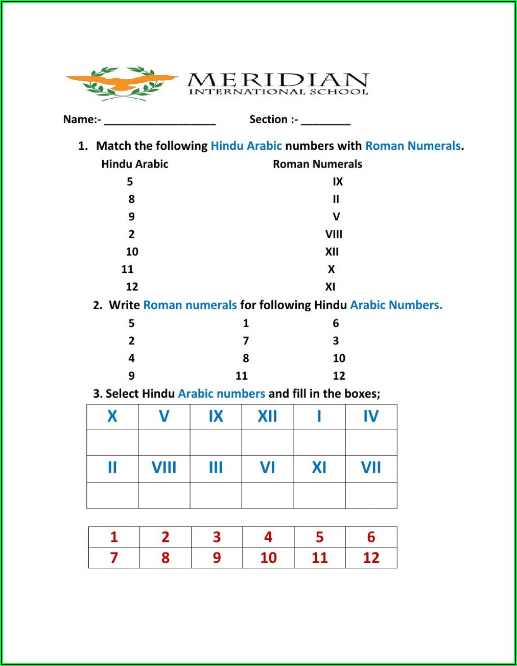 Roman Numerals Addition And Subtraction Worksheets