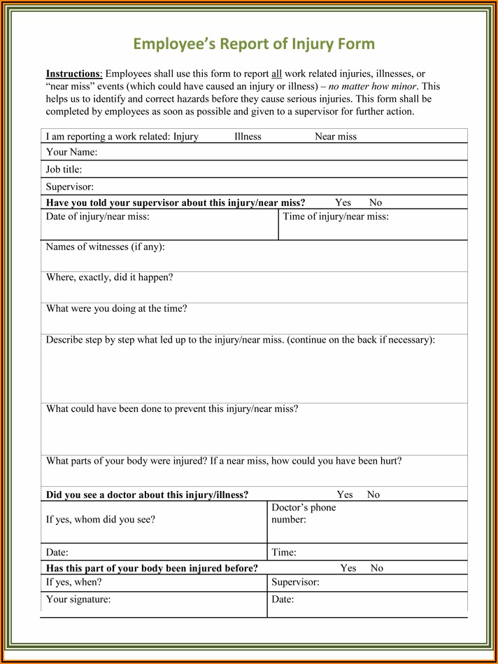 Staff Accident Form Template