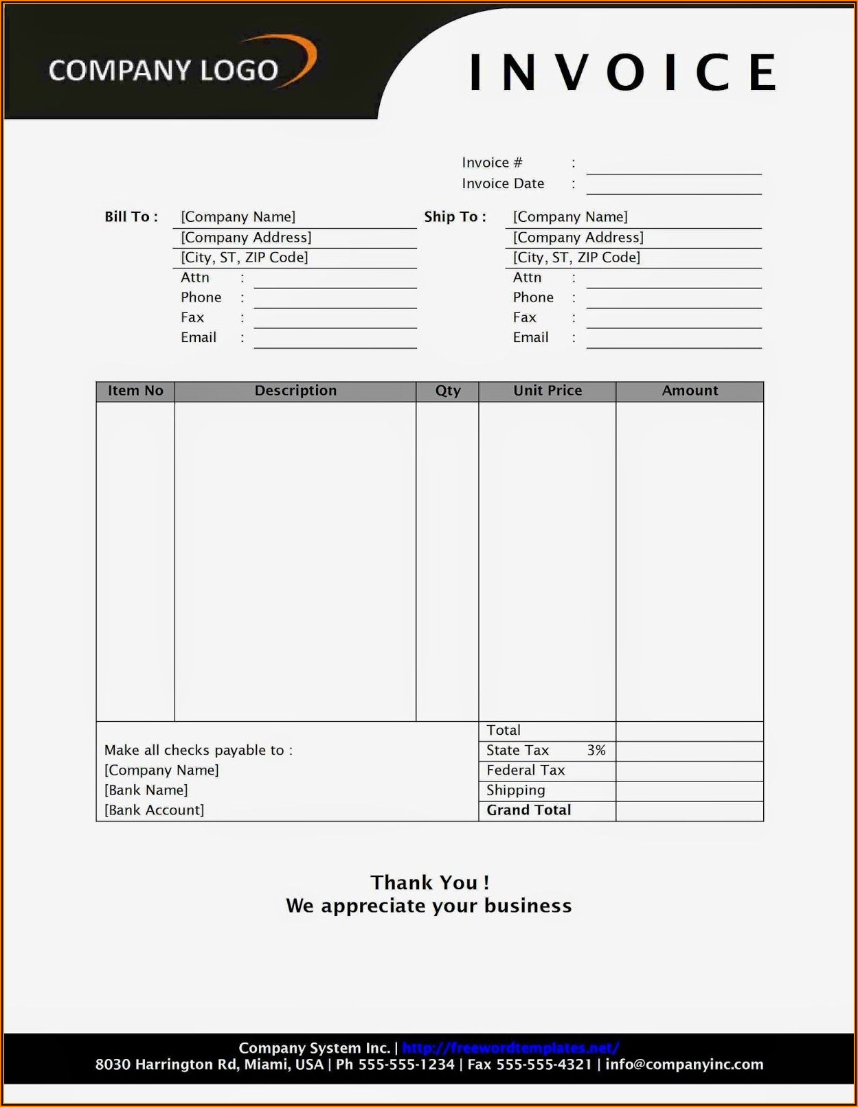 Template Invoice Word