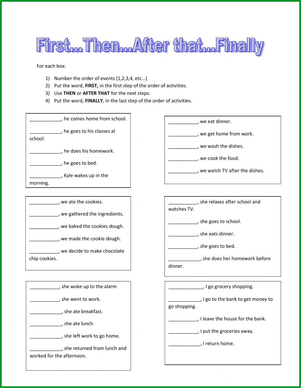 Time Order Words Worksheet 5th Grade