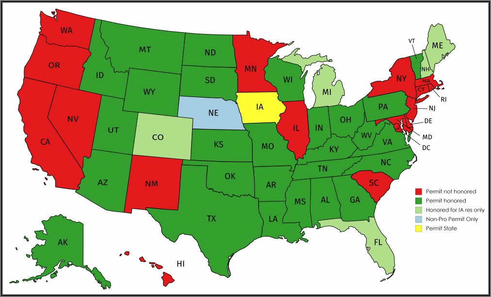 Virginia Concealed Carry Permit Reciprocity Map