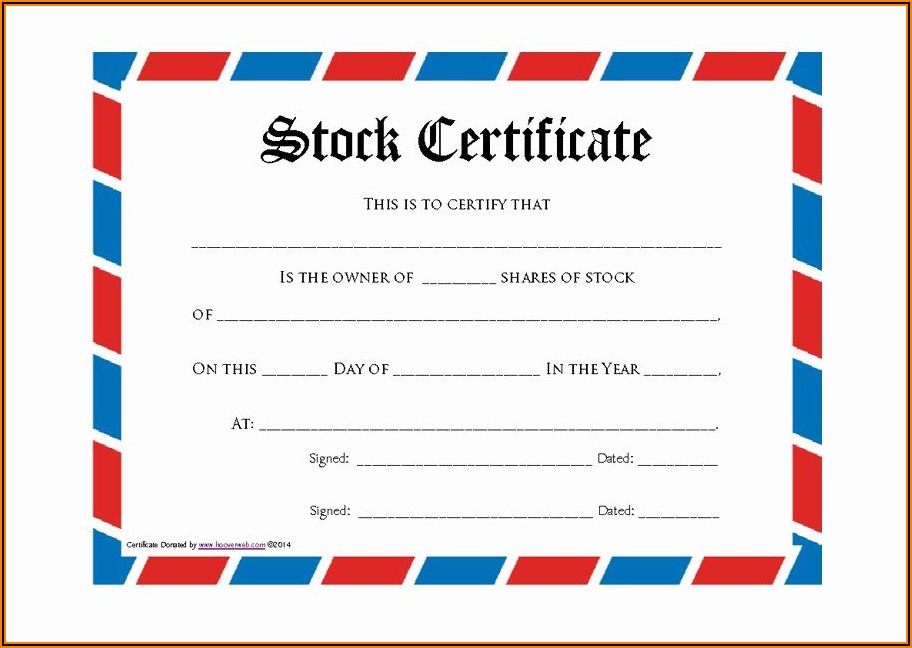 Word Template Stock Certificate