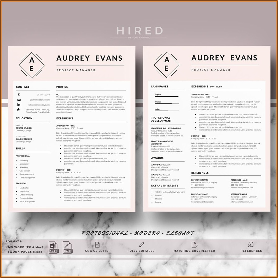 Word Templates For Professional Resume