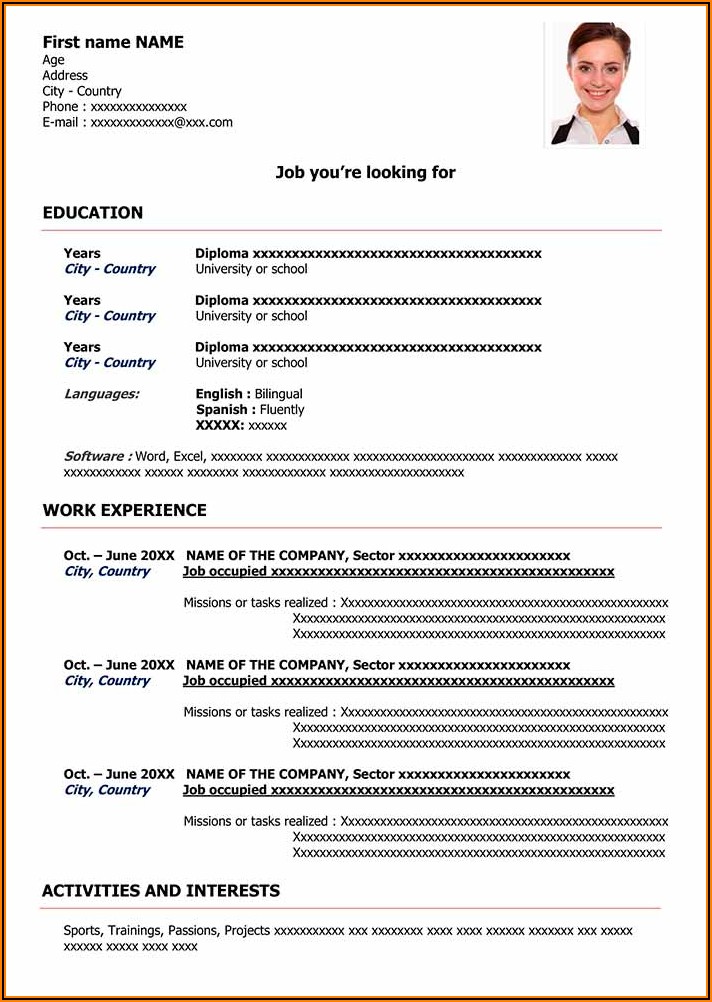 Word Templates For Resume Free Download