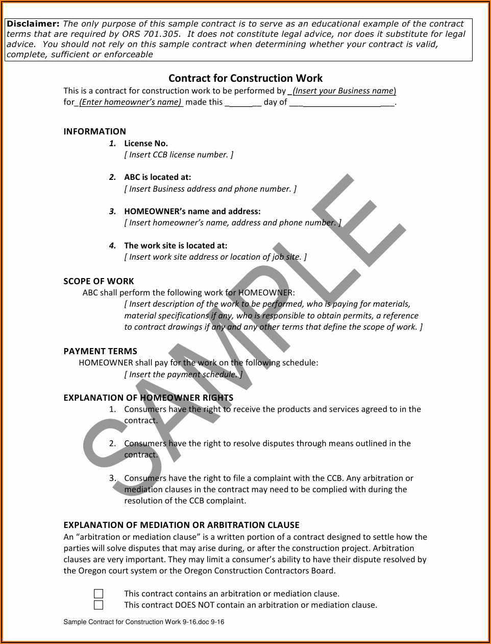 Work Contract Sample Pdf