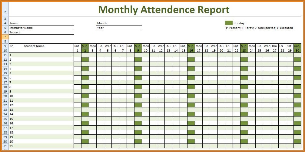 Workers Attendance Sheet Format
