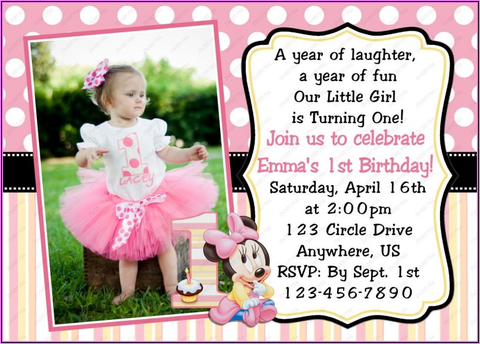 1st Birthday Baby Girl Invitation Wording