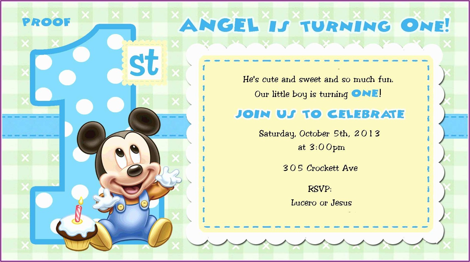 1st Birthday Invitations Boy Mickey Mouse