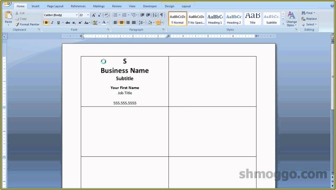 Business Card Template Word 1 Per Page