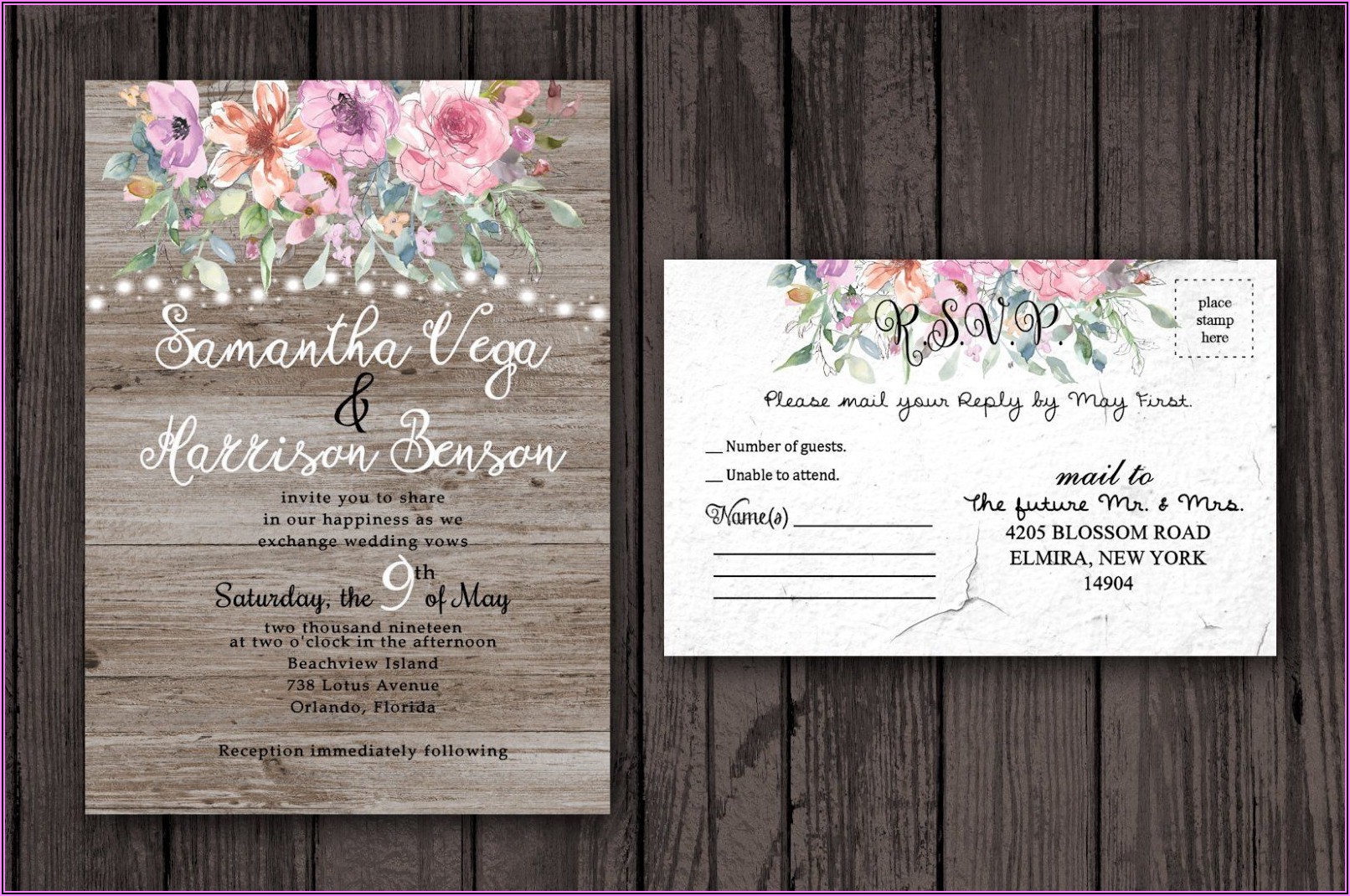 Country Wedding Invitations With Rsvp