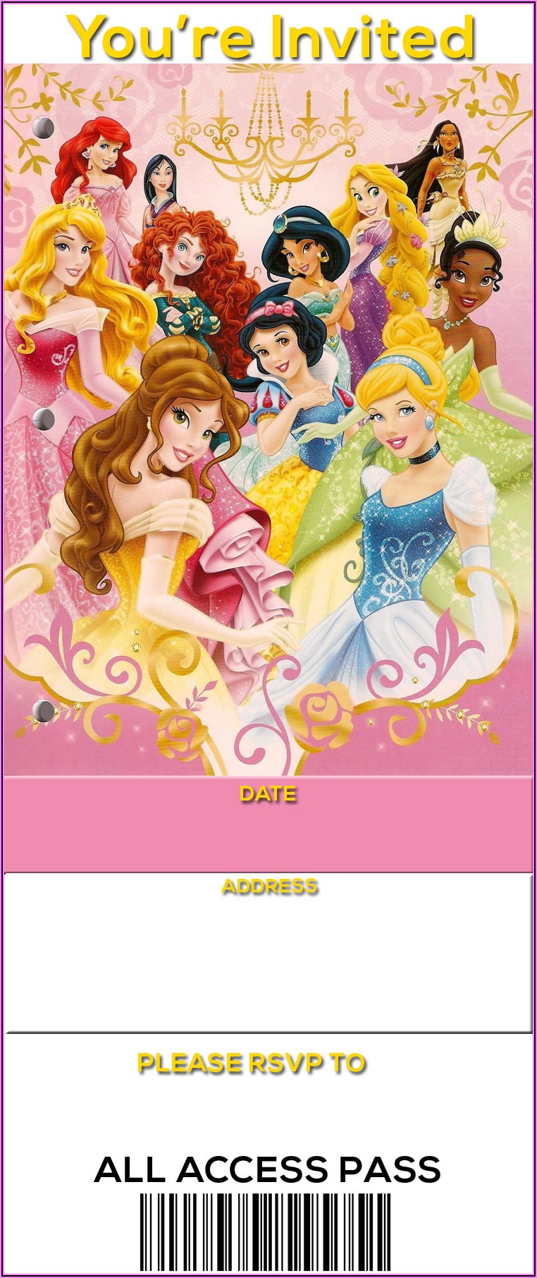 Disney Princess Birthday Invitations Free