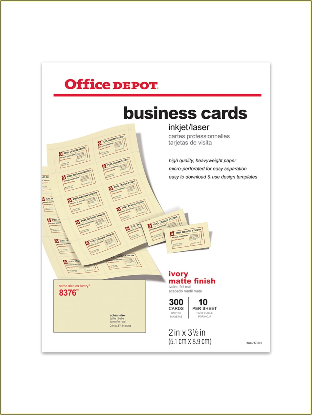 Double Sided Business Cards Office Depot