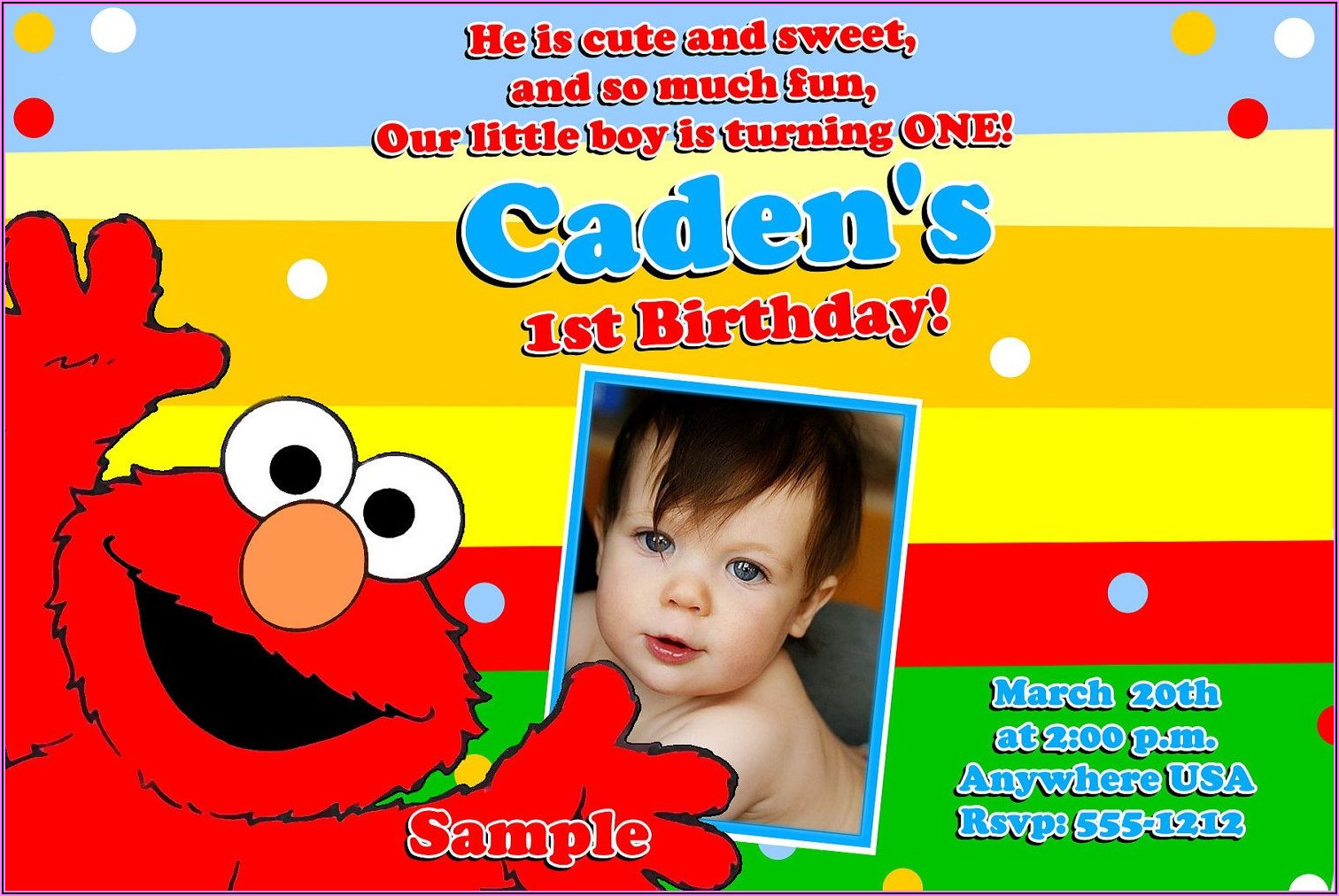 Elmo 1st Birthday Invitations Template