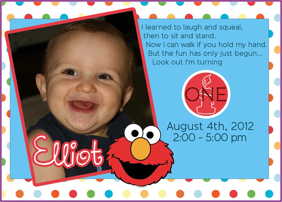 Elmo 1st Birthday Party Invitations