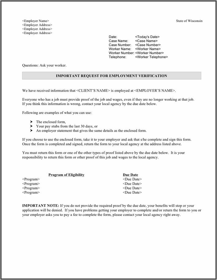 Employment Verification Letter Template Word Download