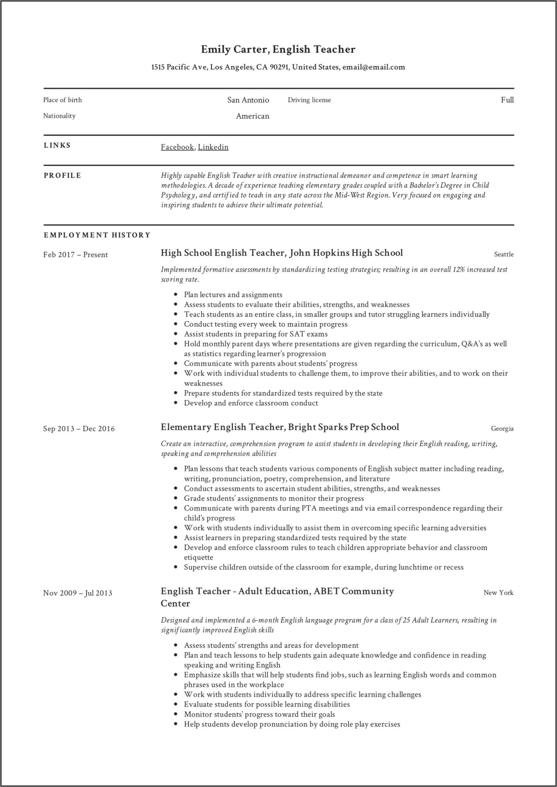 Examples Of Job Application Letter With Resume