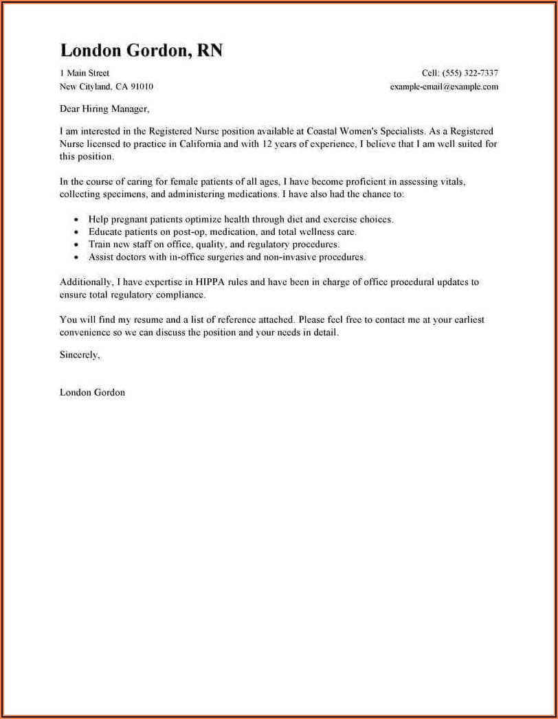 Examples Of Job Cover Letters For Resumes
